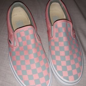 Vans Shoes- Checker Slip On Pink and Grey